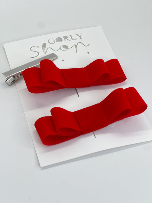 Red Hair Bow Set
